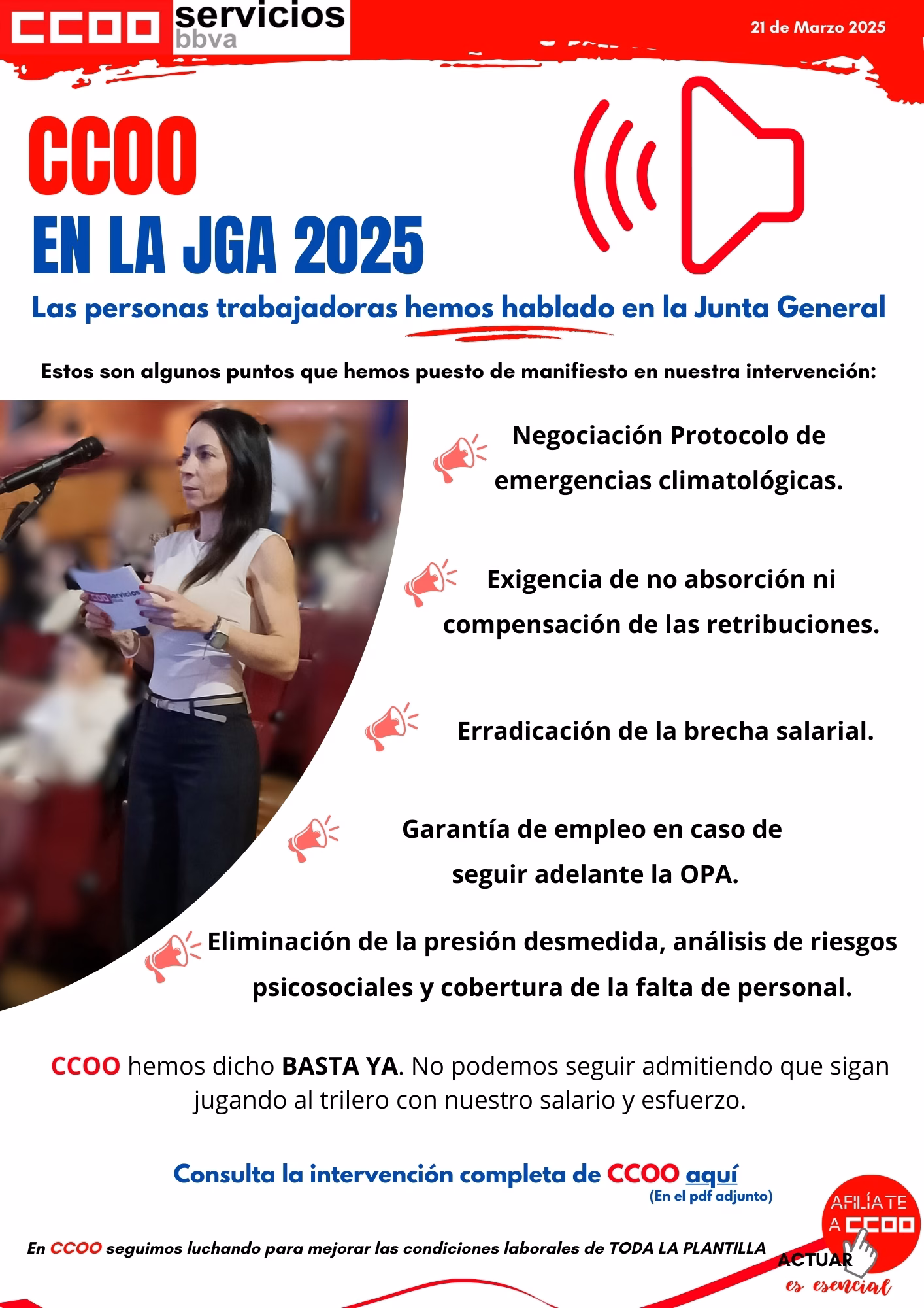 INTERVENCIÓN CCOO – JGA BBVA 2025