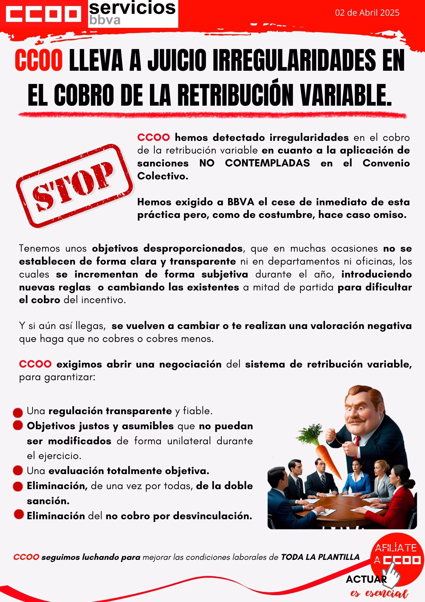JUICIO POR IRREGULARIDADES EN LA RETRIBUCIÓN VARIABLE